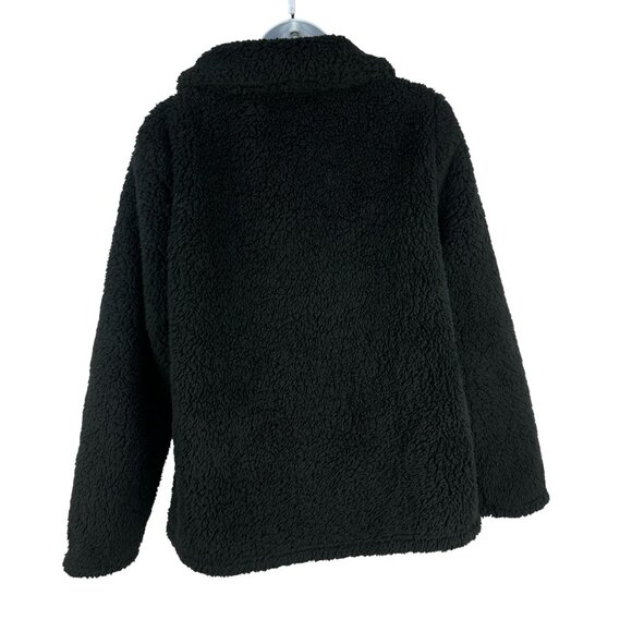 Cuddl Duds Womens Black Faux Sherpa Jacket With Button Detail Size S - Picture 7 of 7